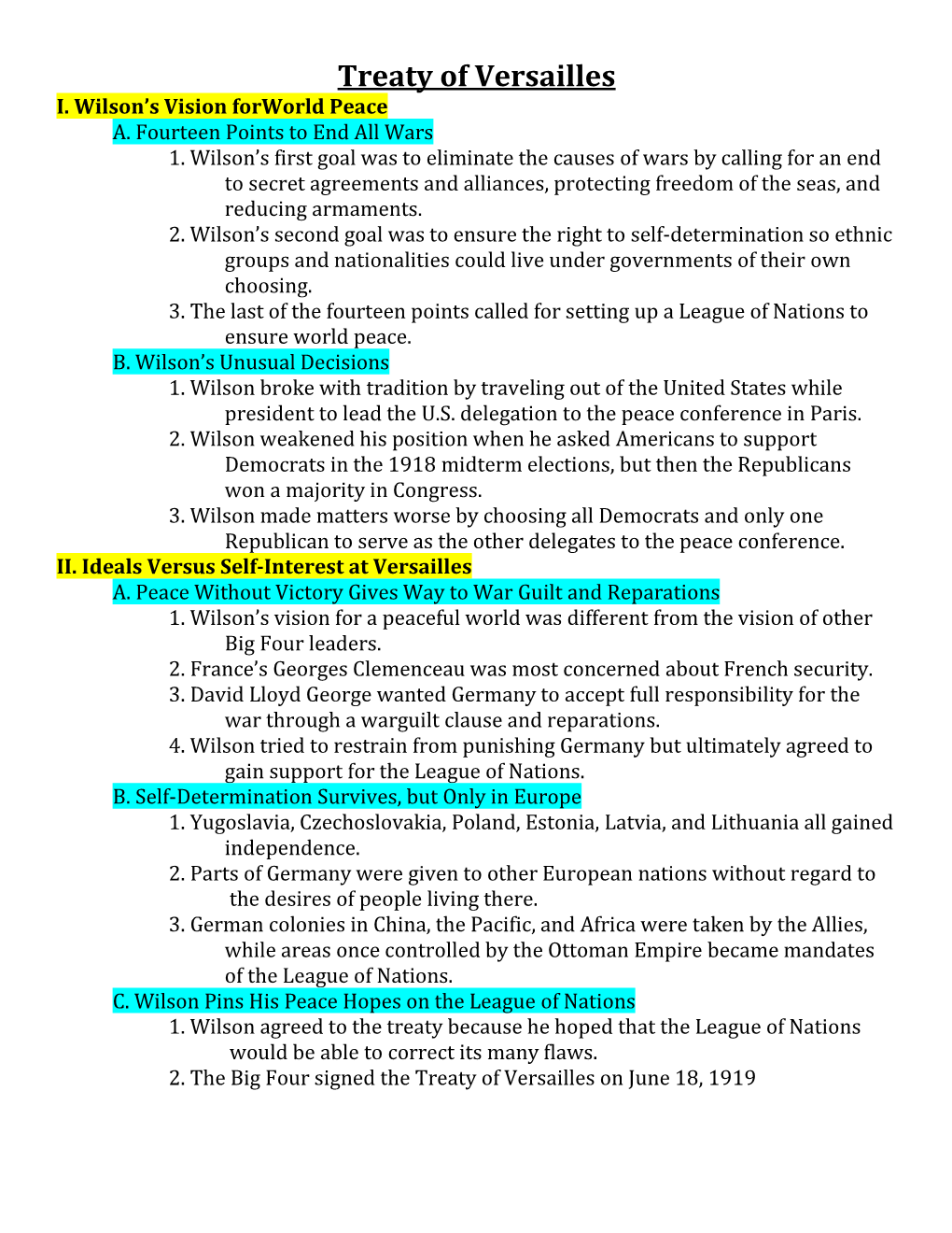 Treaty of Versailles I