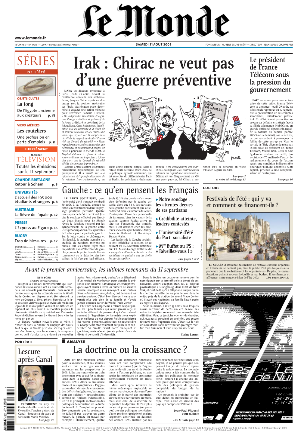 LE MONDE/PAGES<UNE>