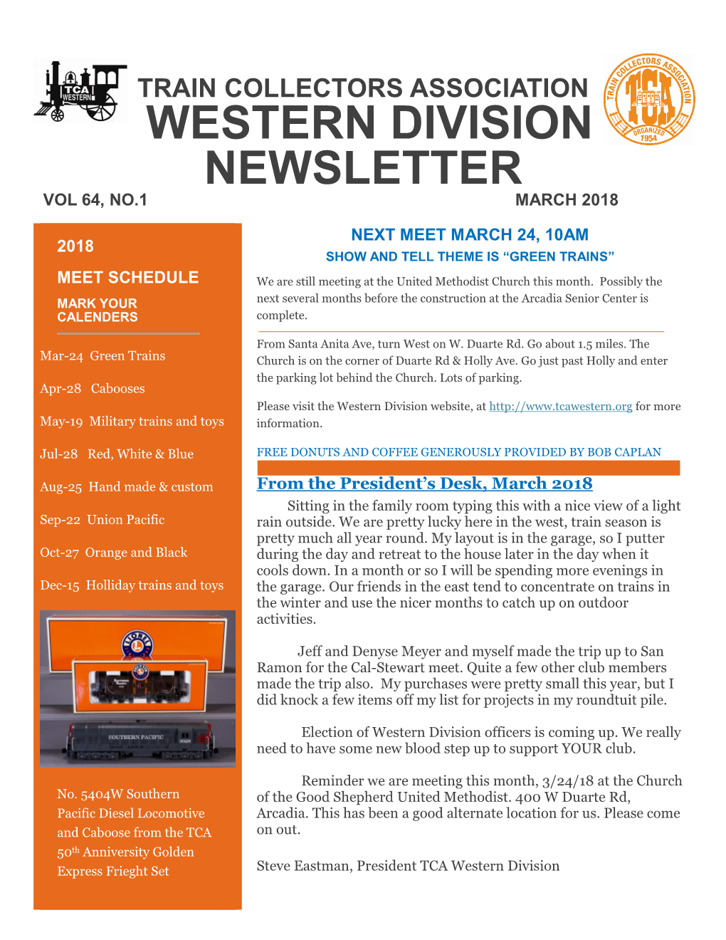 Western Division Newsletter Vol 64, No.1 March 2018