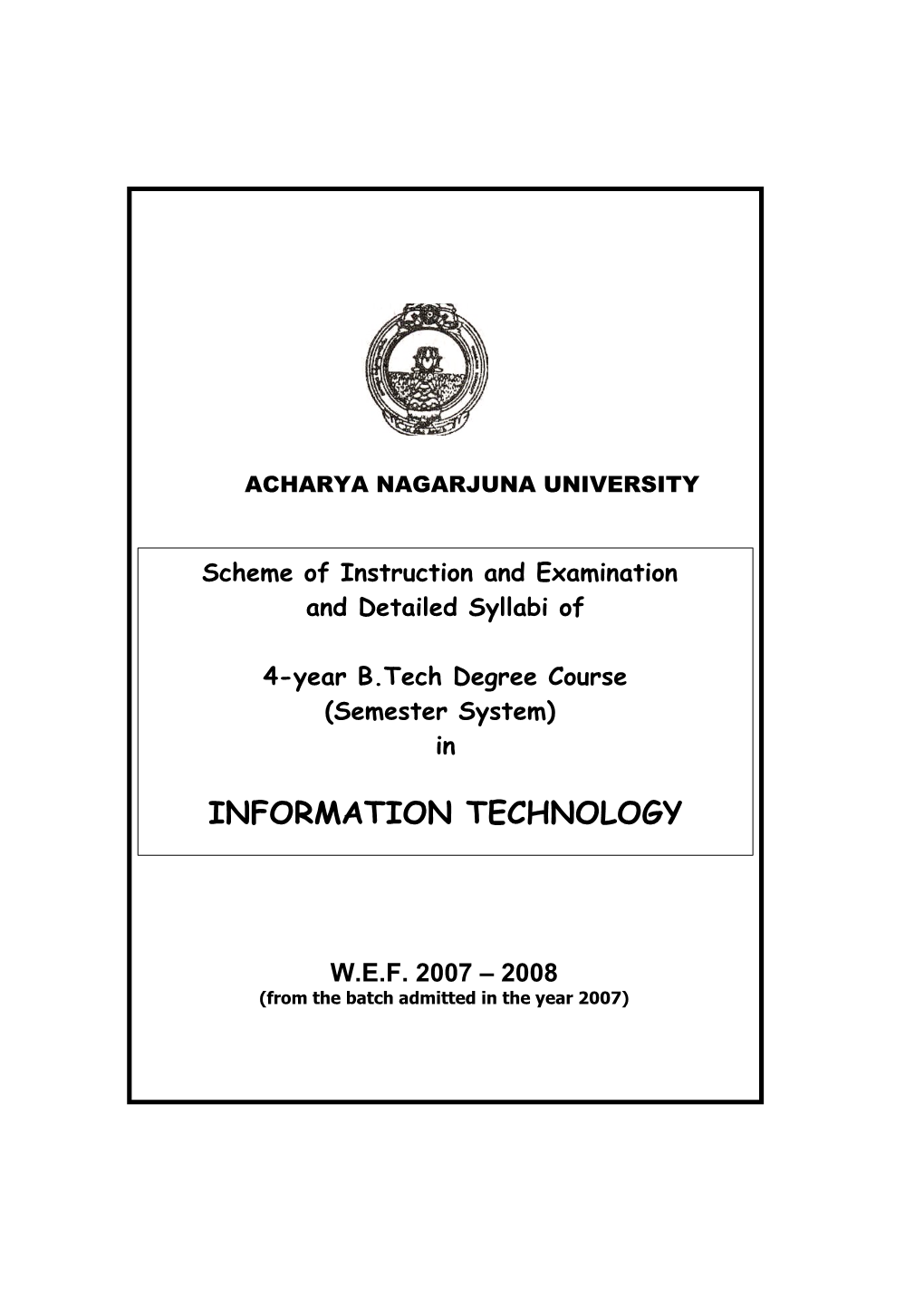 Four - Year B.Tech. Degree Course