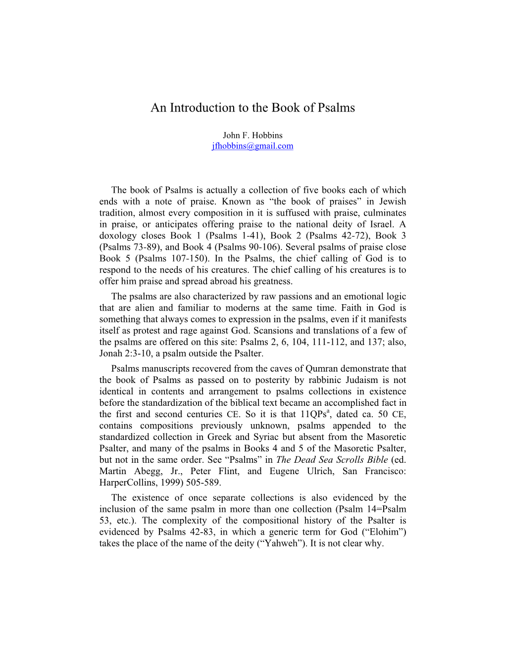 An Introduction to the Book of Psalms