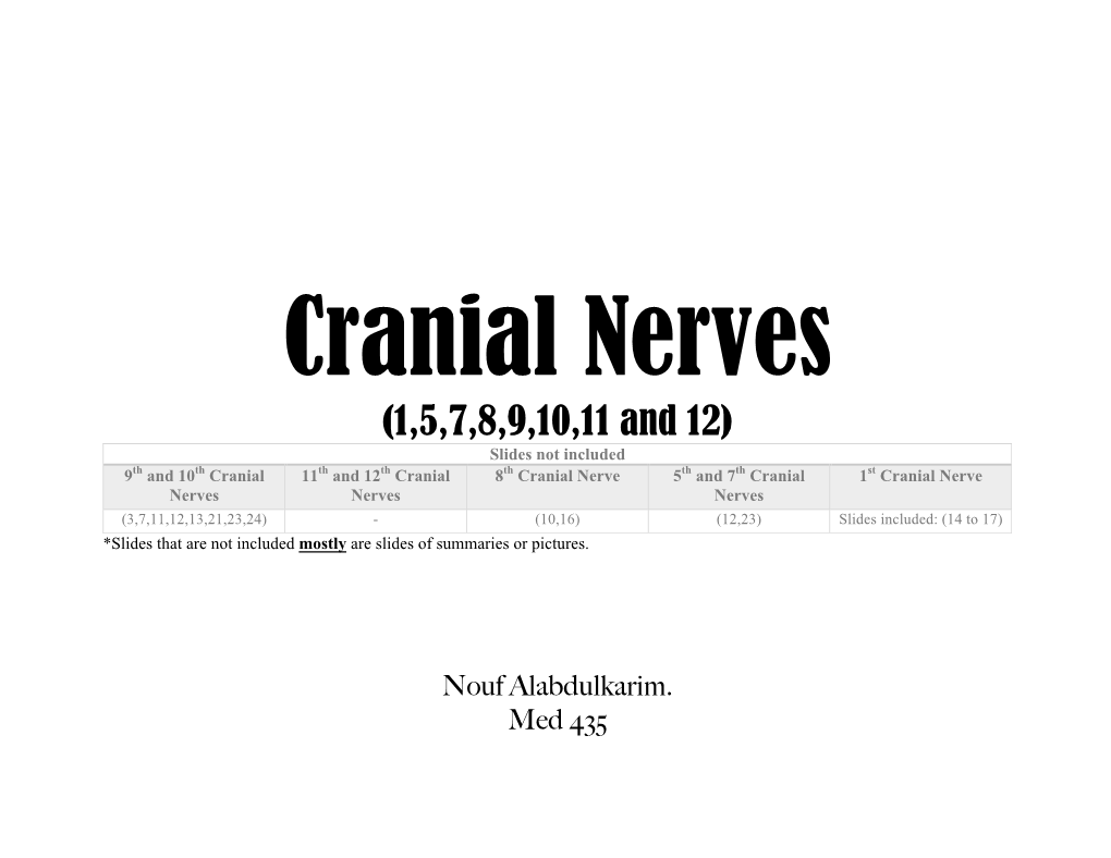 Cranial Nerves