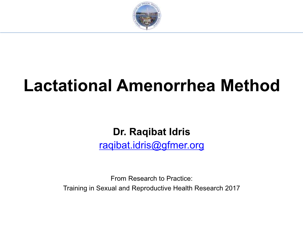 Lactational Amenorrhea Method