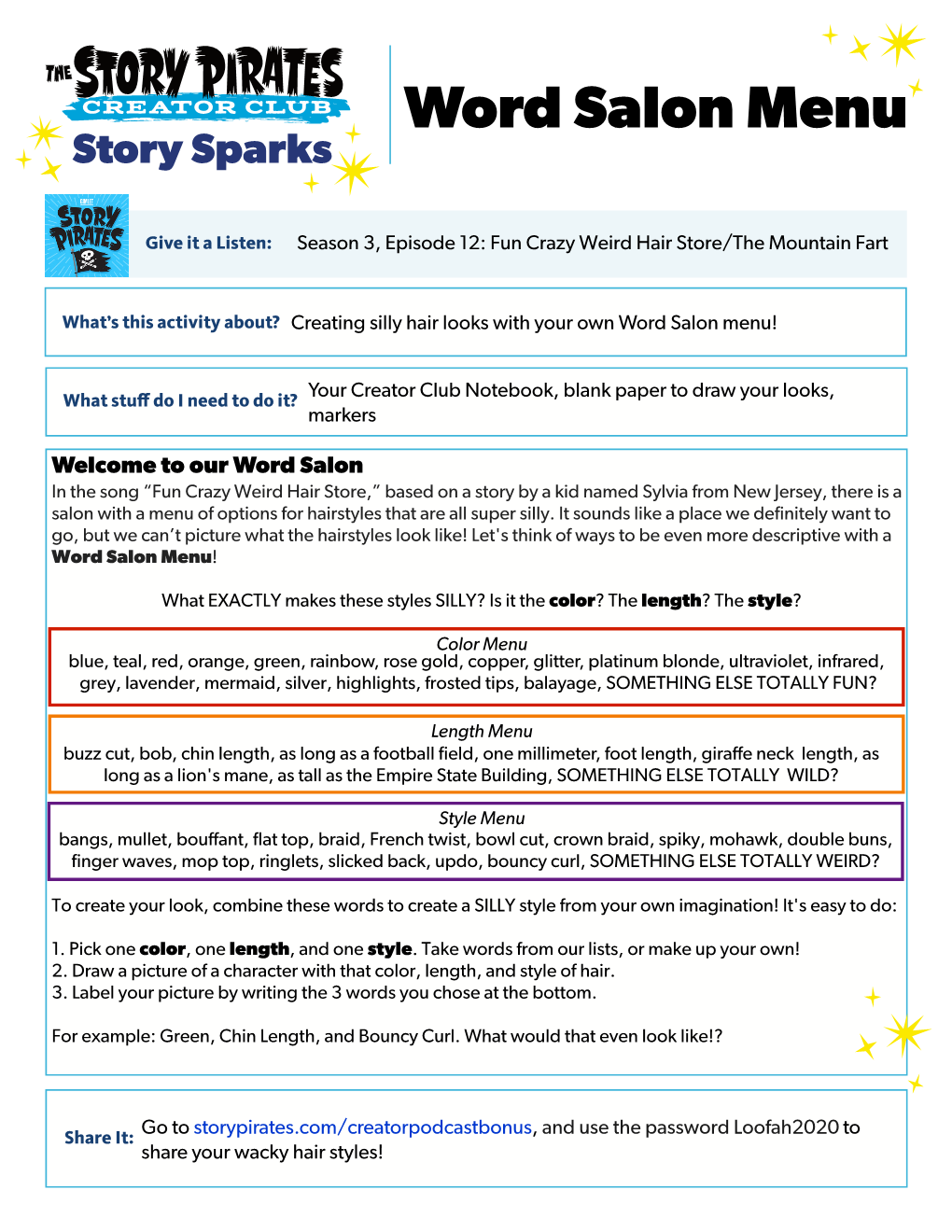 Story Spark Activity-Fun Crazy Weird Hair Store V4