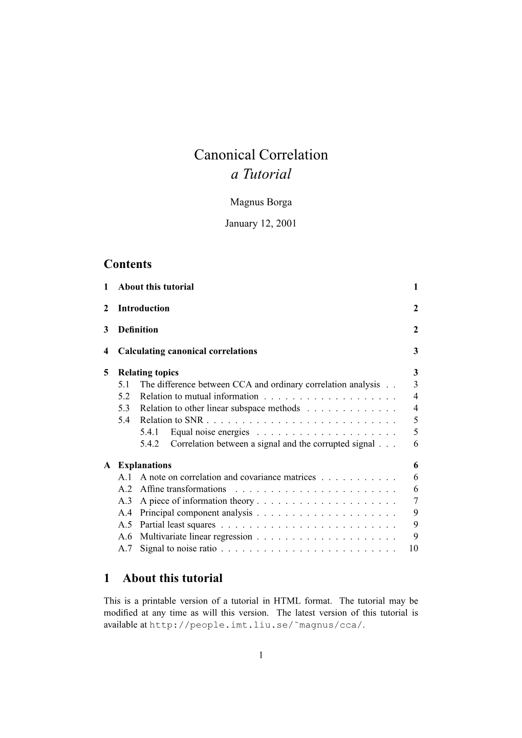 Canonical Correlation a Tutorial