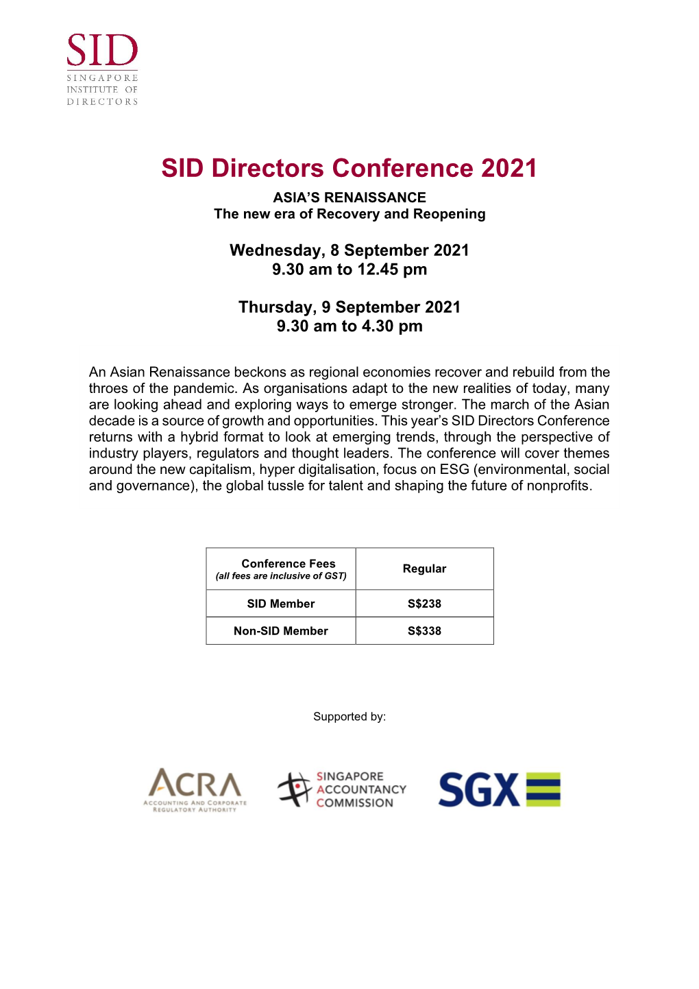 SID Directors Conference 2021