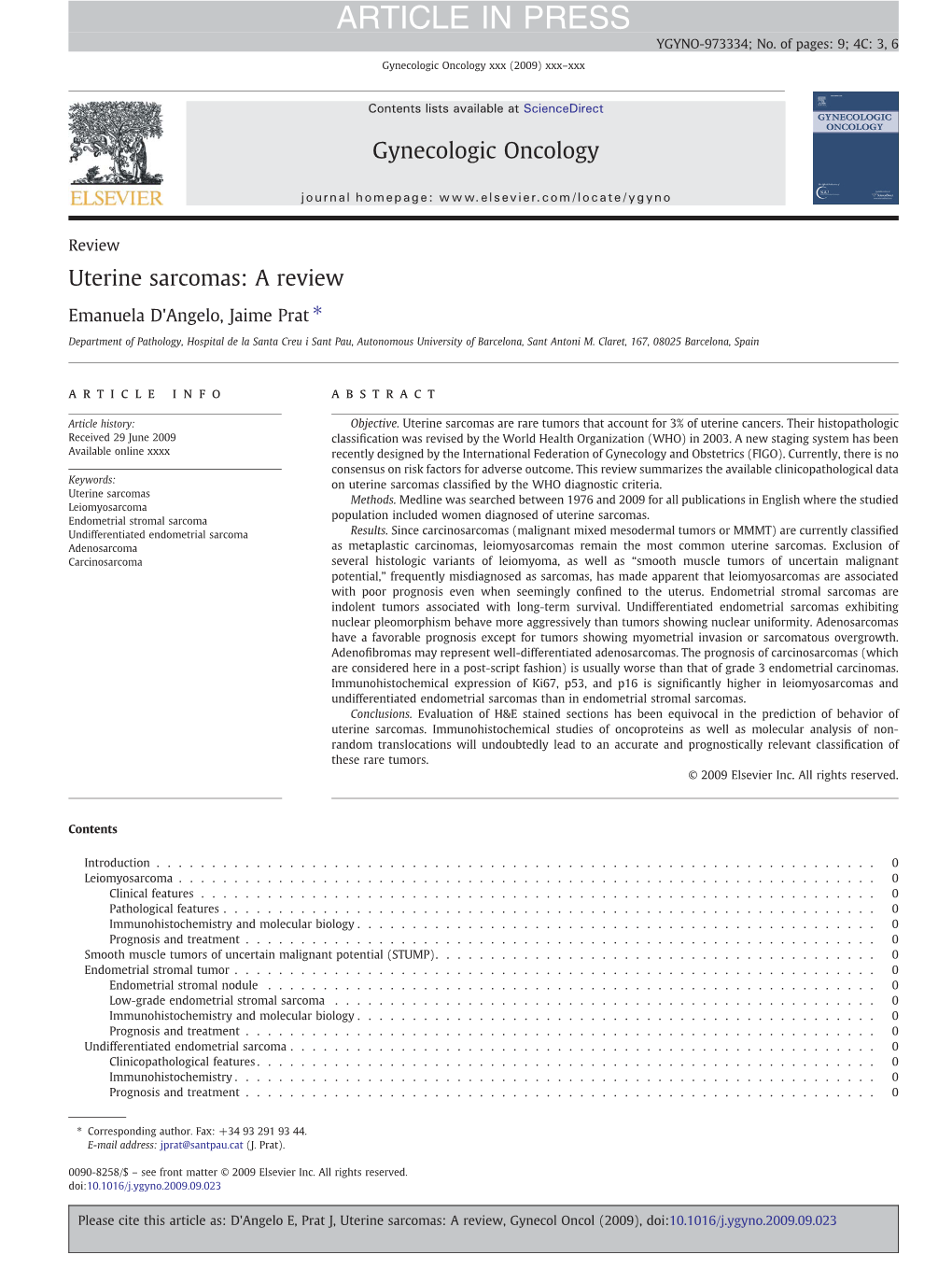 Uterine Sarcomas: a Review