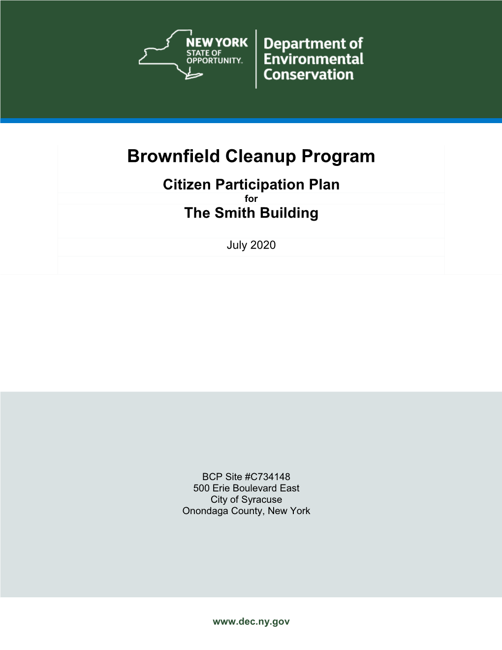 Brownfield Cleanup Program Citizen Participation Plan for the Smith Building