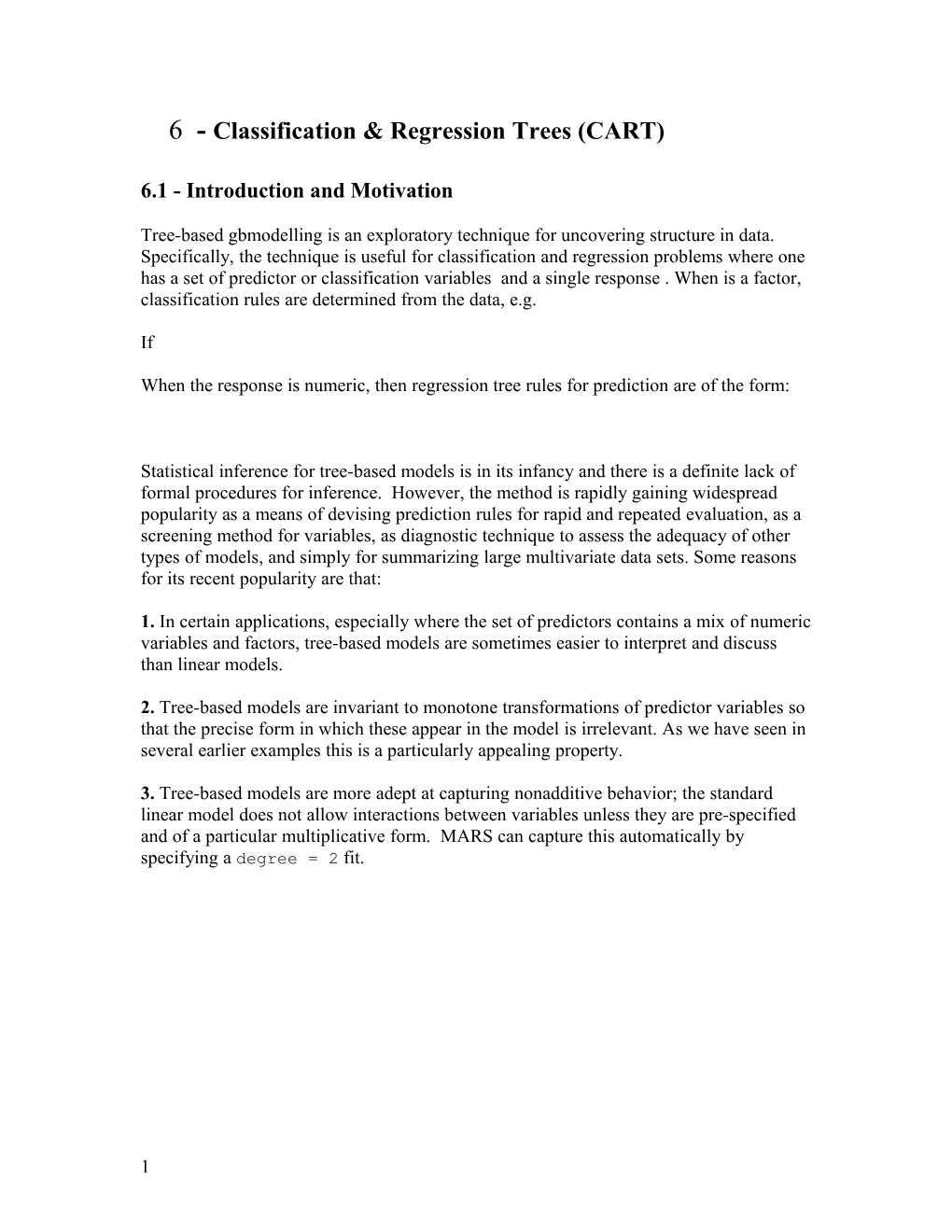 6 - Classification & Regression Trees (CART)