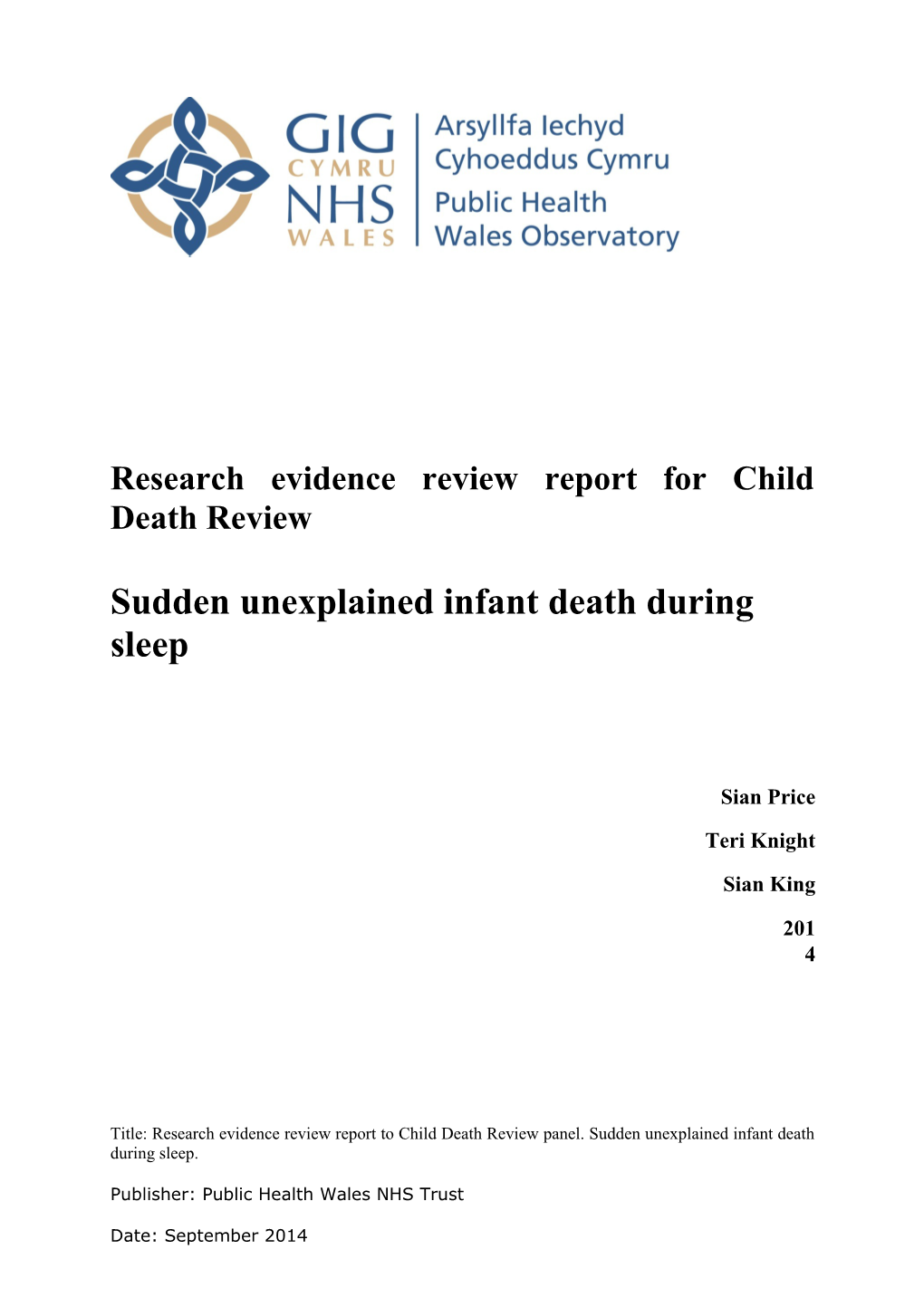 Research Evidence Review Report for Child Death Review