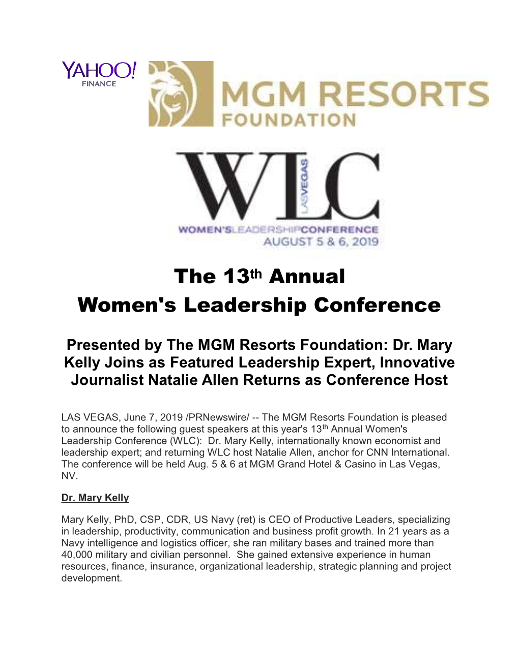 The 13ᵗʰ Annual Women's Leadership Conference