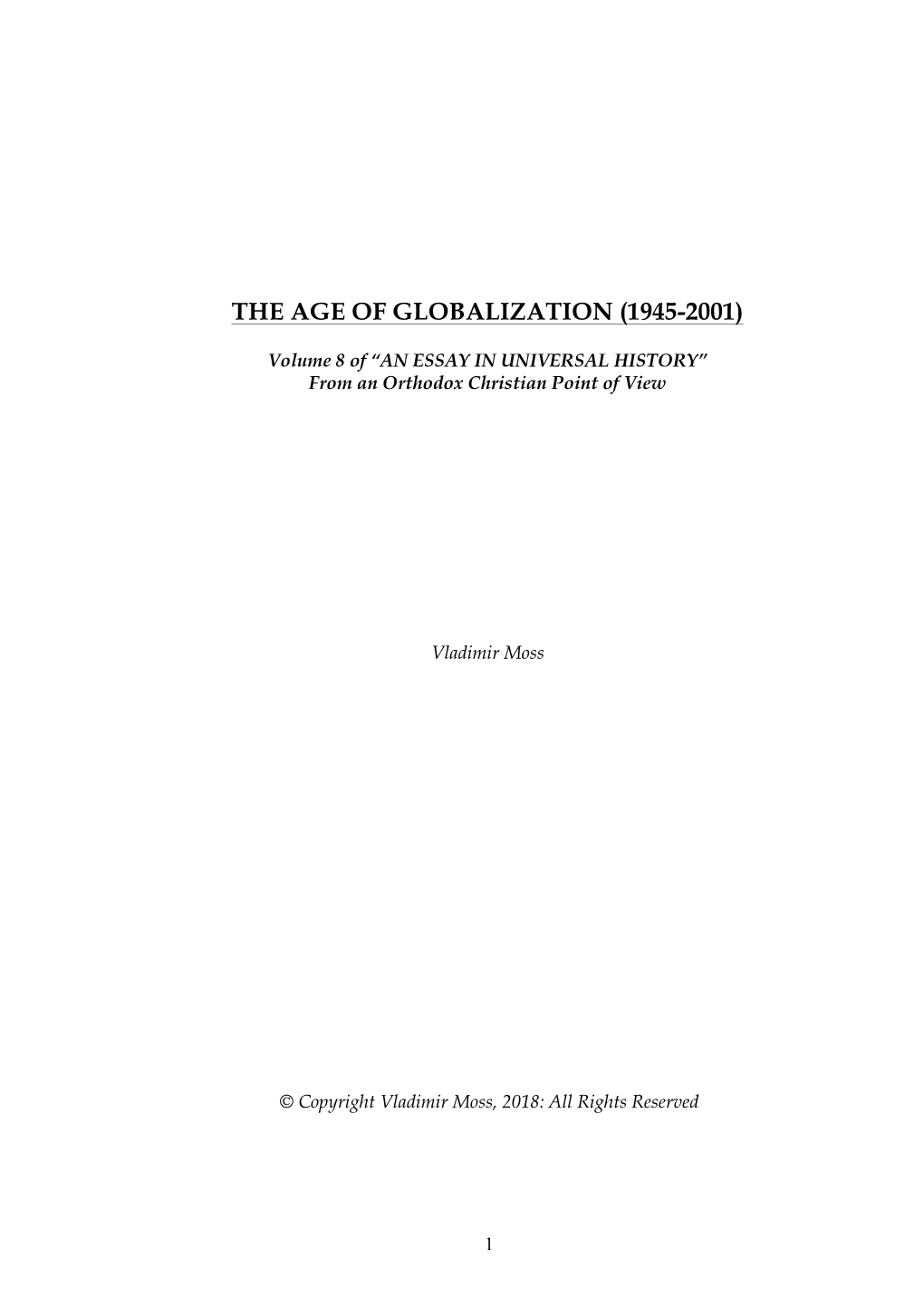 The Age of Globalization (1945-2001)