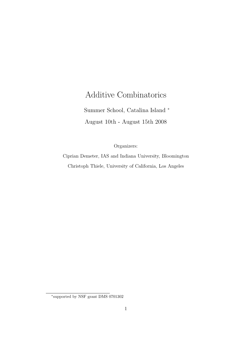 Additive Combinatorics