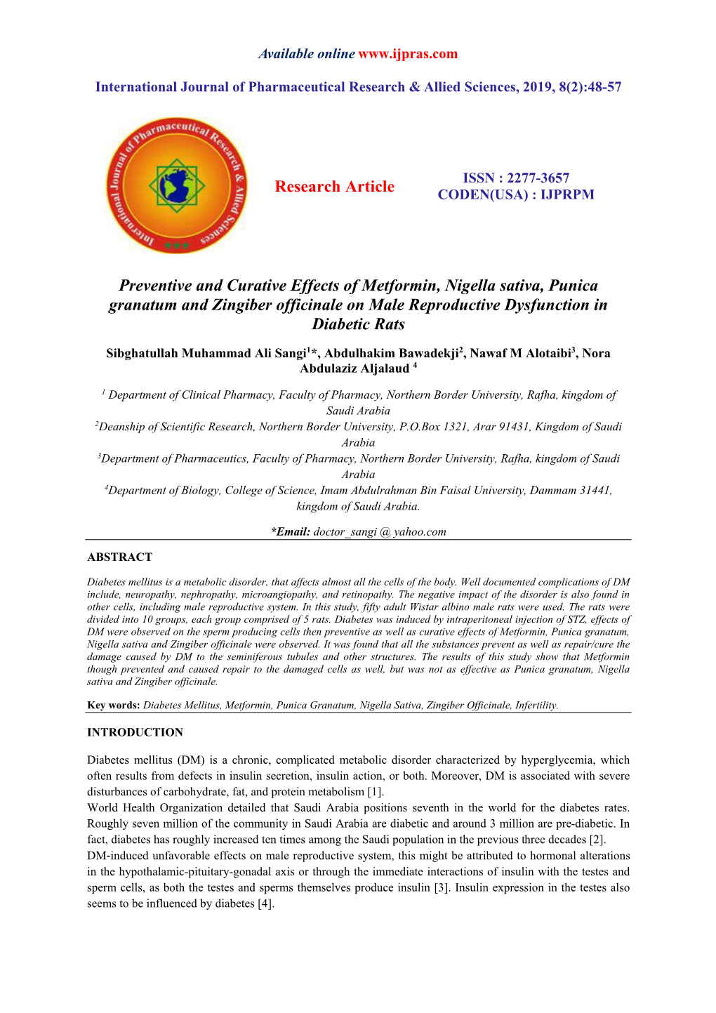 Research Article Preventive and Curative Effects of Metformin