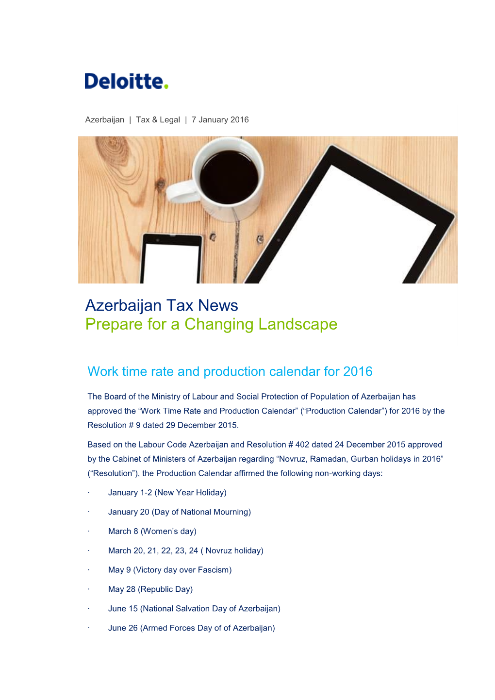 Azerbaijan Tax News Prepare for a Changing Landscape