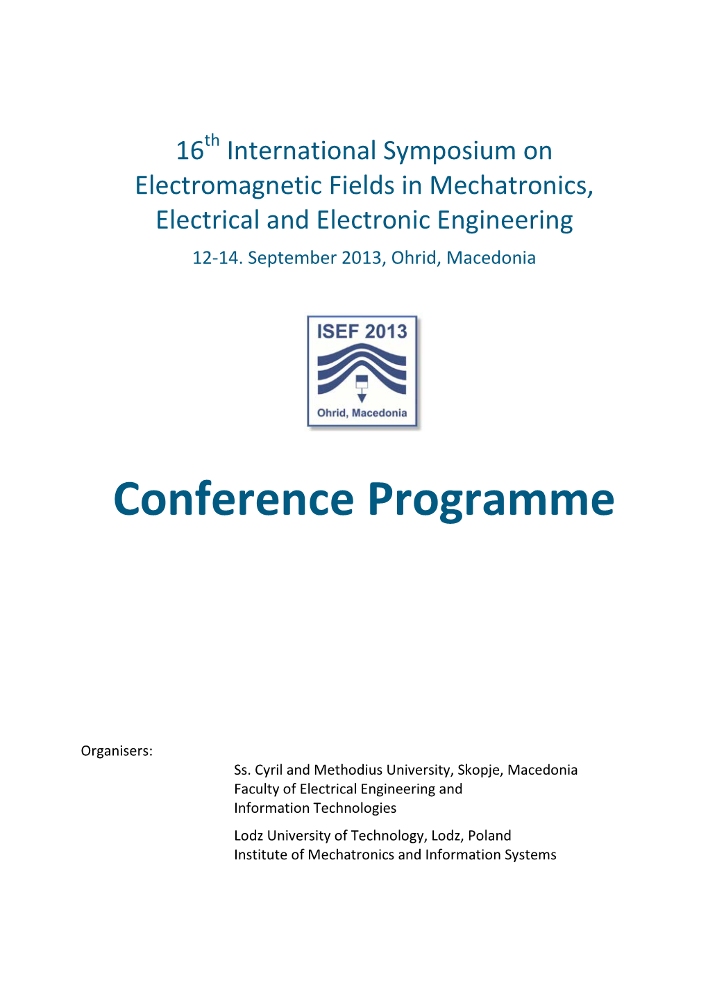 ISEF'2013 Conference Programme