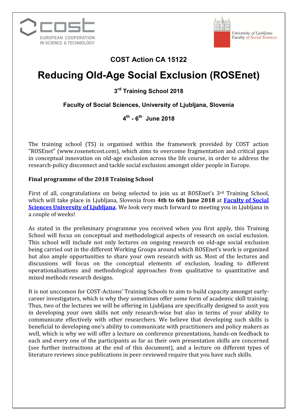 Reducing Old-Age Social Exclusion (Rosenet)