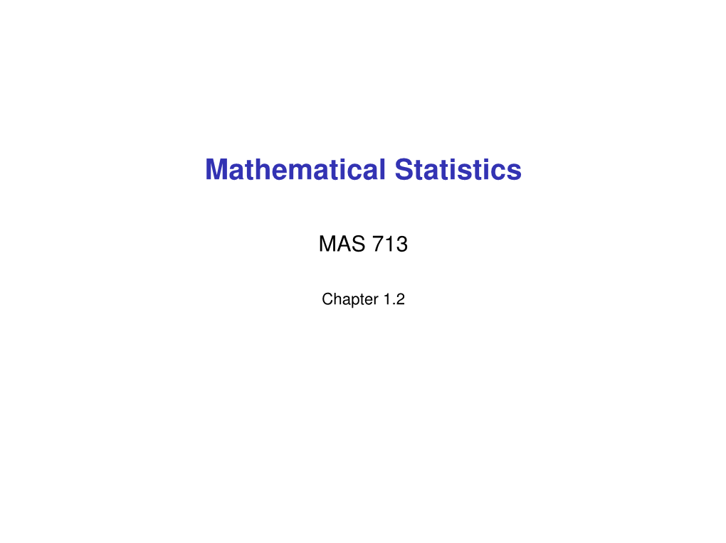 Mathematical Statistics