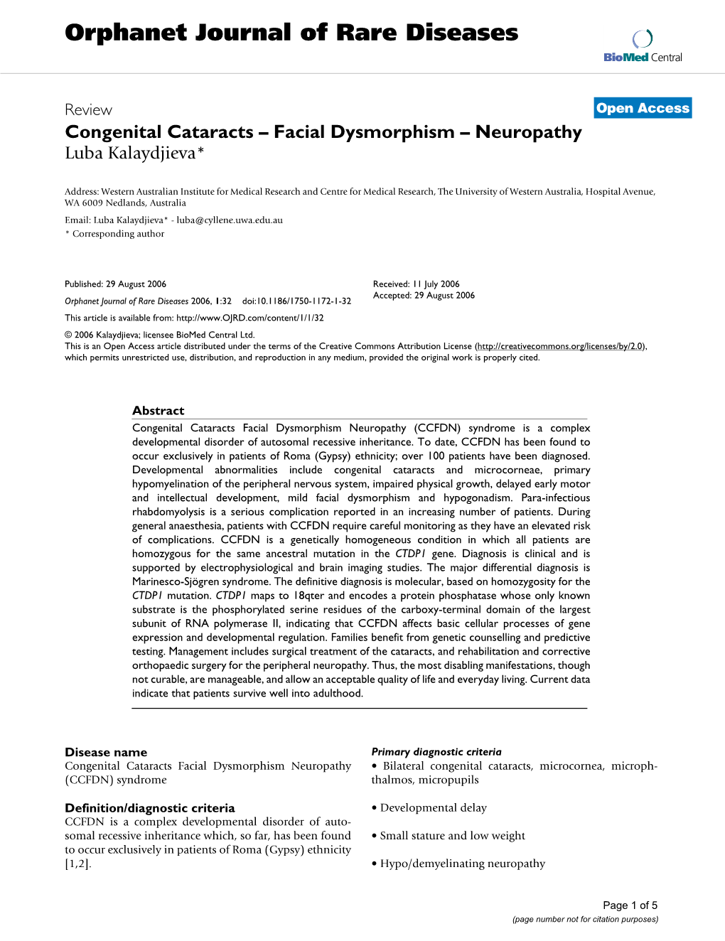 Congenital Cataracts–Facial Dysmorphism–Neuropathy