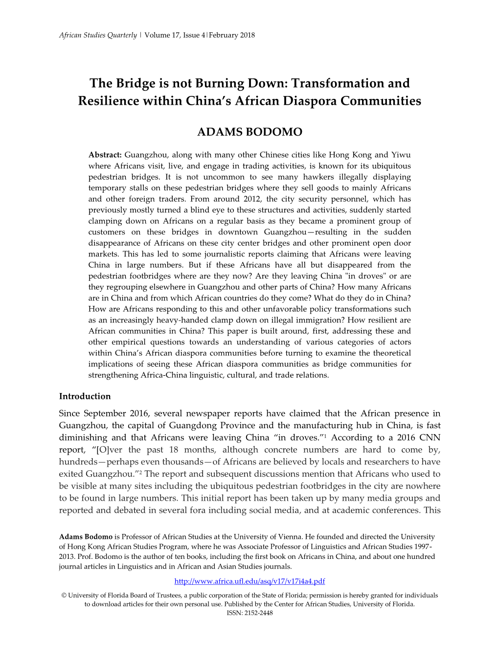 Transformation and Resilience Within China's African Diaspora