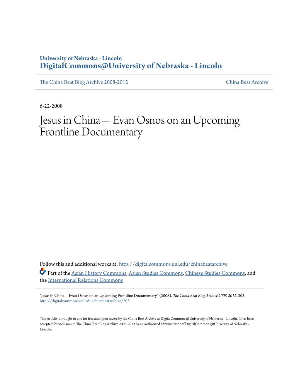 Jesus in China—Evan Osnos on an Upcoming Frontline Documentary