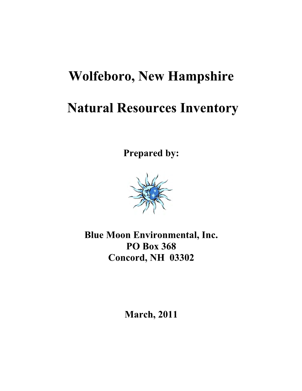 Wolfeboro, New Hampshire Natural Resources Inventory