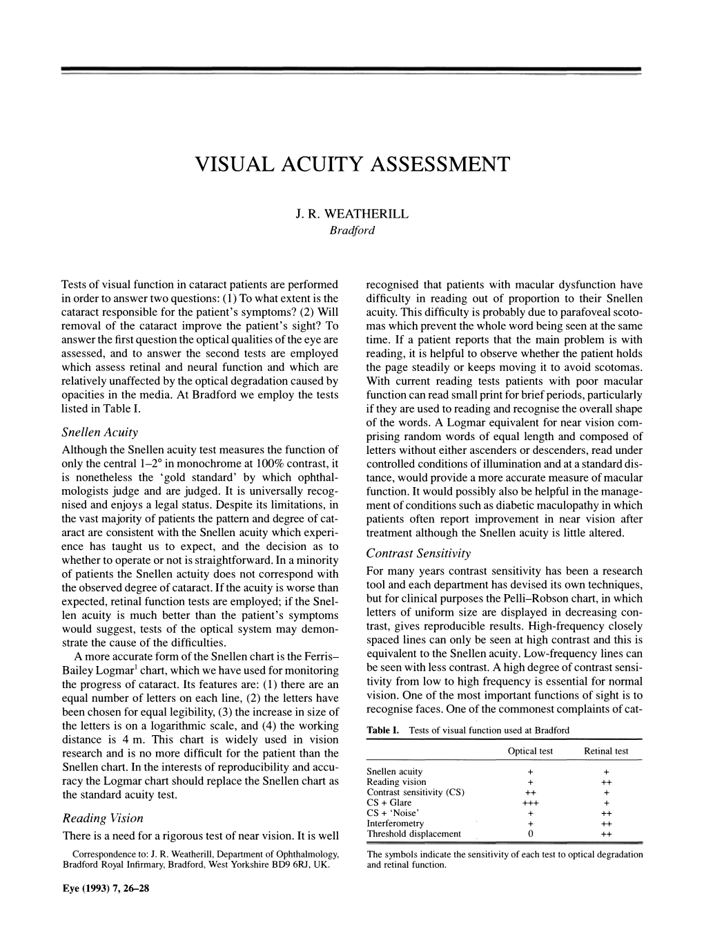 Visual Acuity Assessment