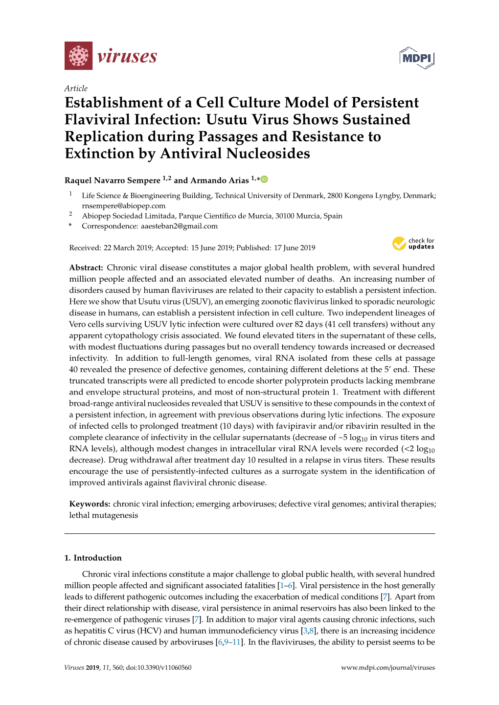 Establishment of a Cell Culture Model of Persistent Flaviviral Infection: Usutu Virus Shows Sustained Replication During Passage