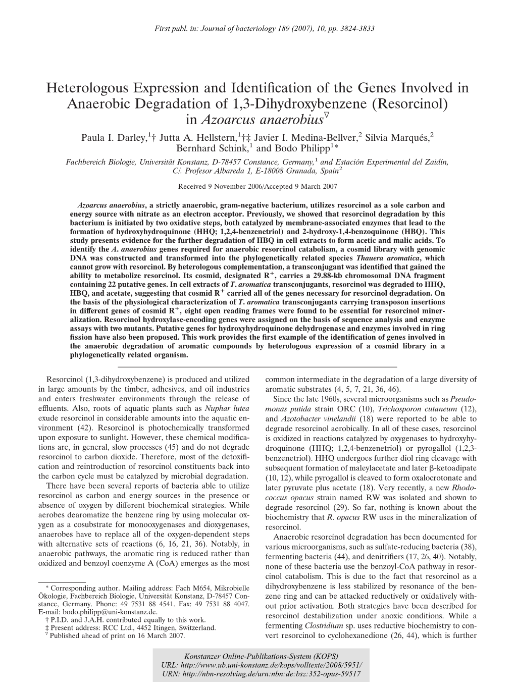 Heterologous Expression and Identification of the Genes Involved