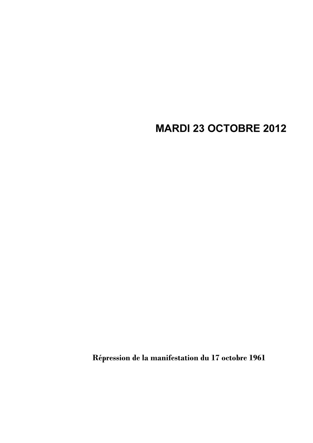 Mardi 23 Octobre 2012