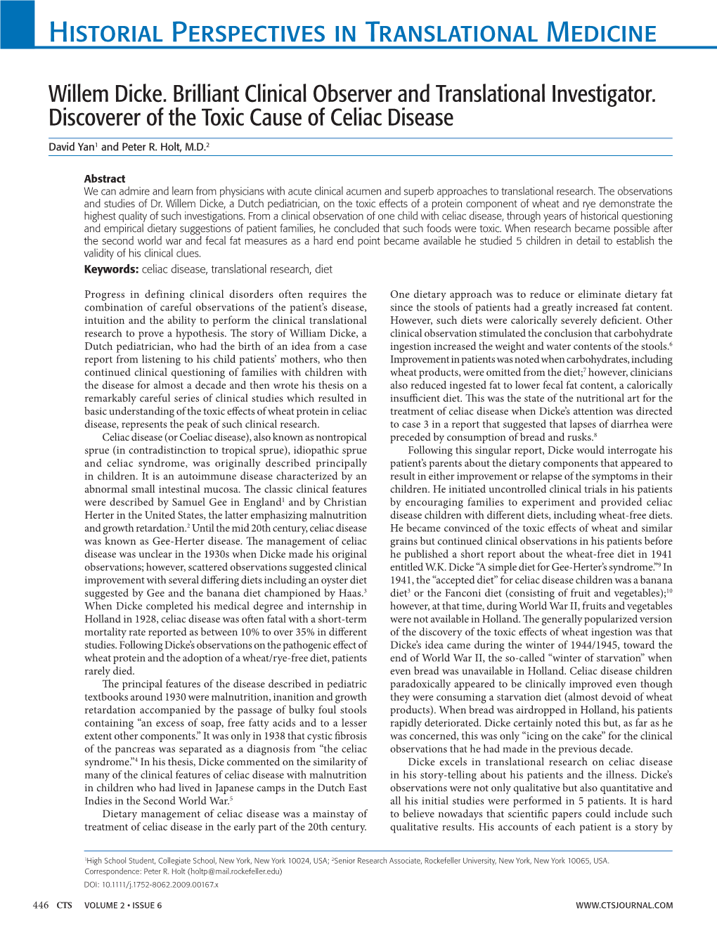 Historial Perspectives in Translational Medicine