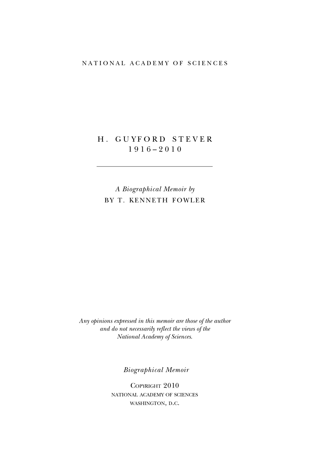 H. Guyford Stever 1916–2010