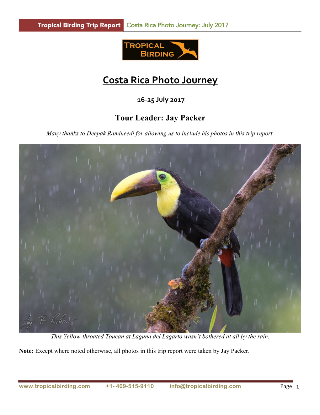 Costa Rica Photo Journey: July 2017