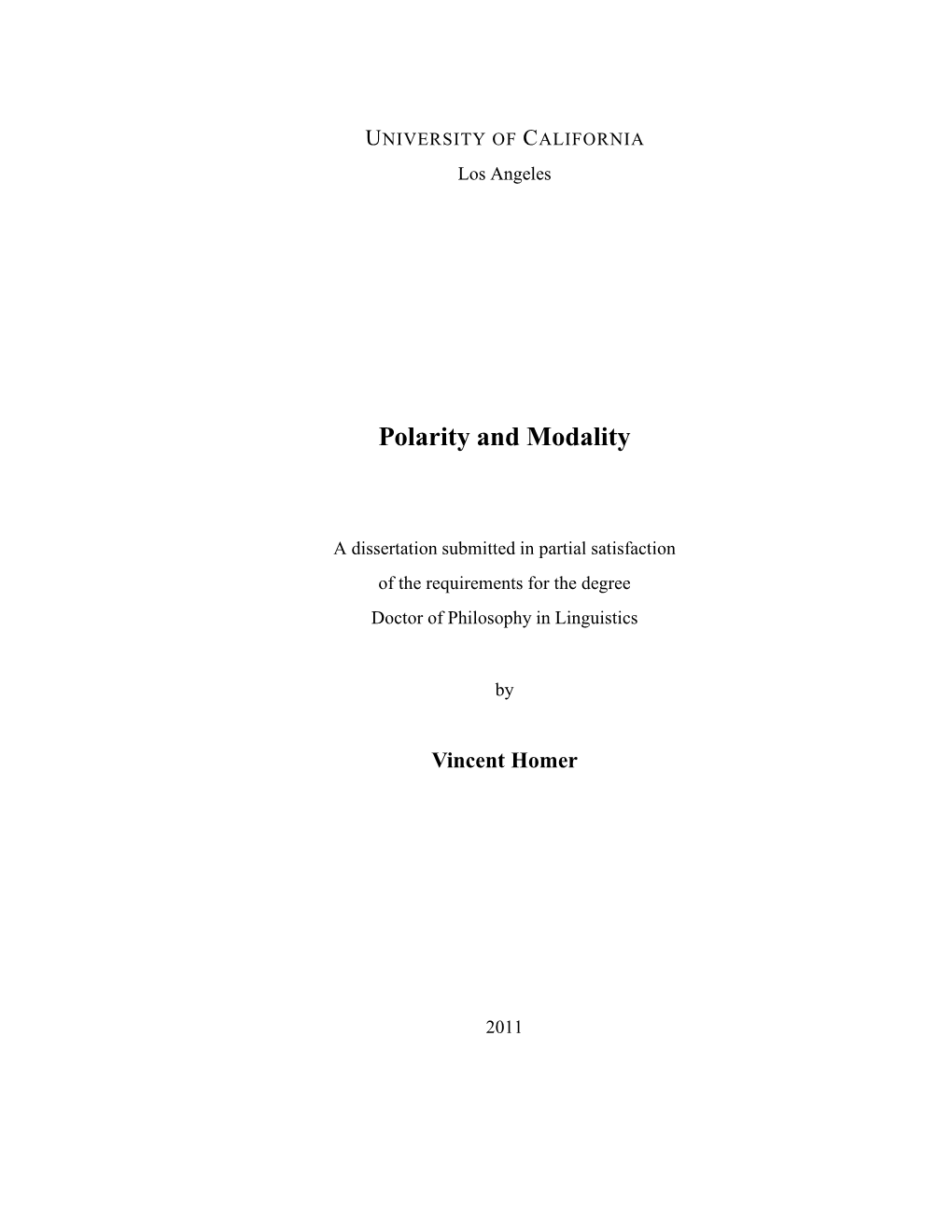 Polarity and Modality