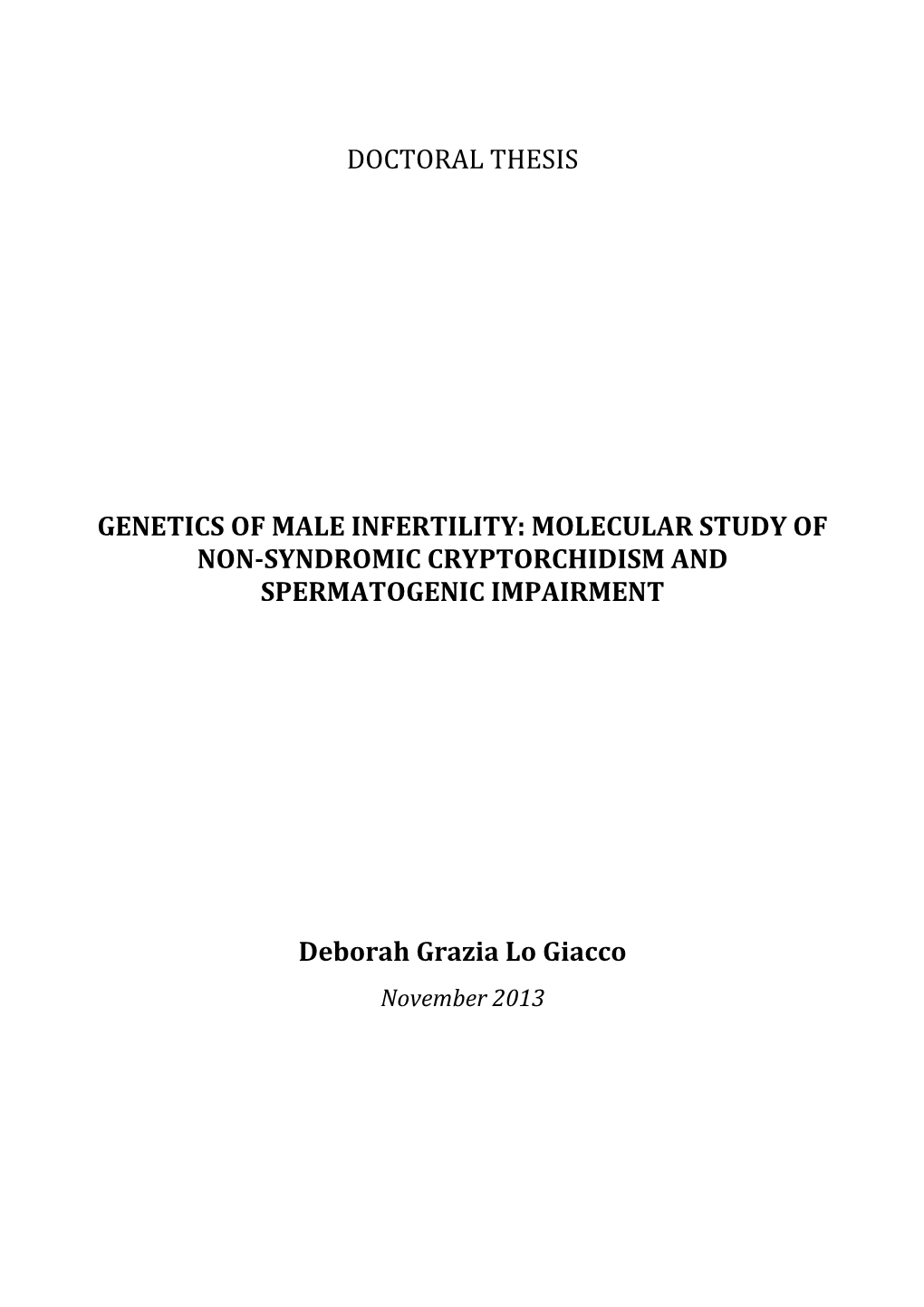 Doctoral Thesis Genetics of Male Infertility