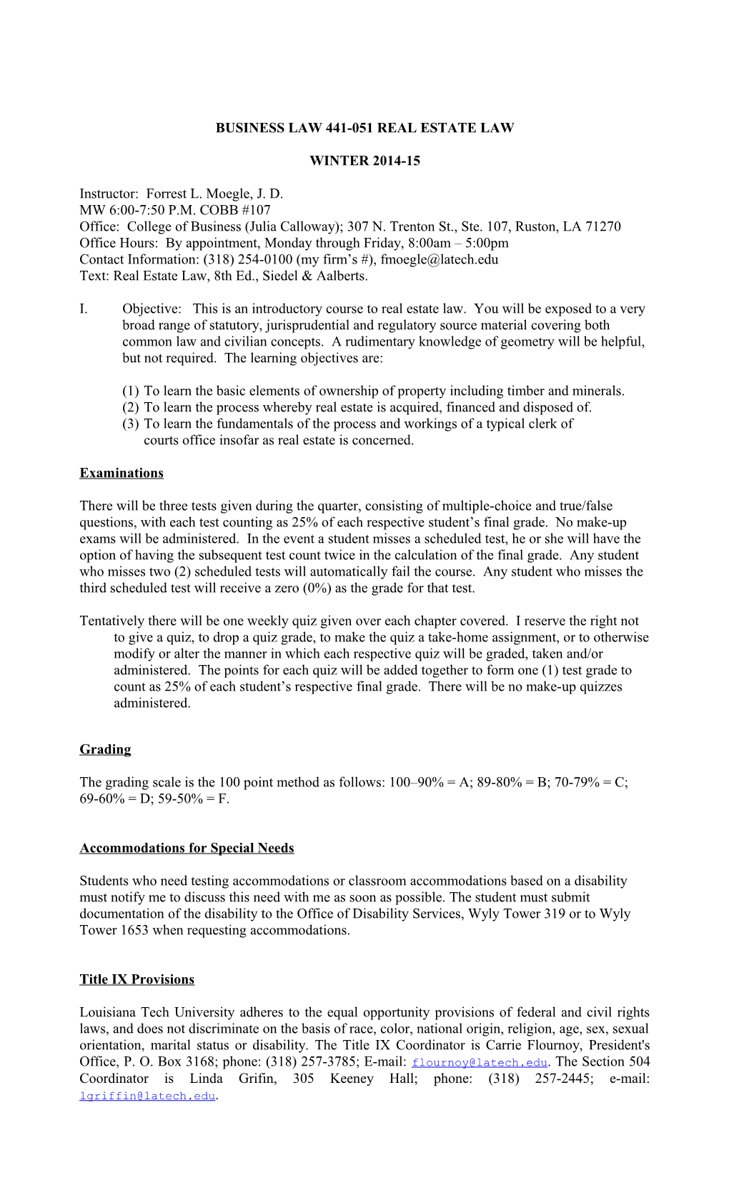 Business Law 255 - Syllabusbusiness Law 255: Introduction to Business Law