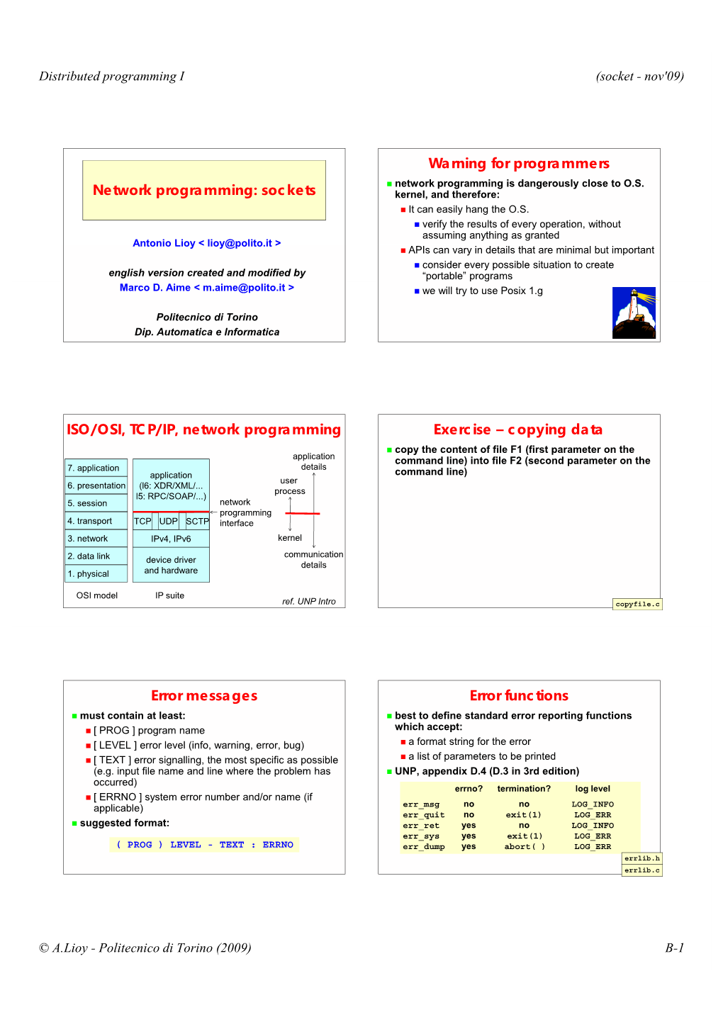 Distributed Programming I (Socket - Nov'09)