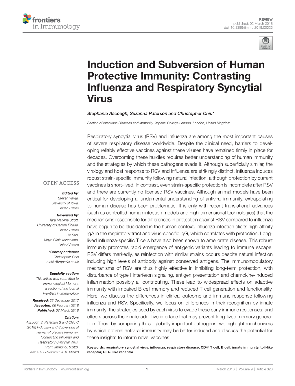 Contrasting Influenza and Respiratory Syncytial Virus