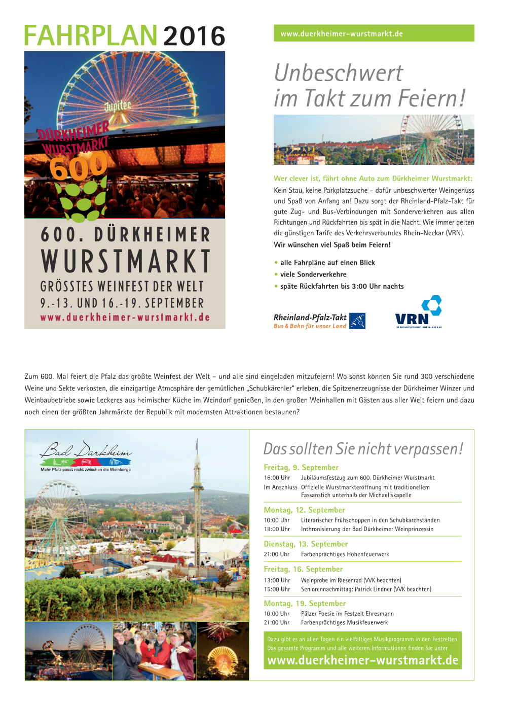 FAHRPLAN 2016 Unbeschwert Im Takt Zum Feiern!