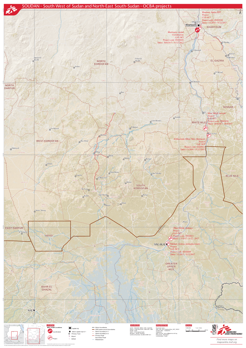 South West of Sudan and North-East South-Sudan - OCBA Projects KHARTOUM NORTH SHENDI 16°0'0