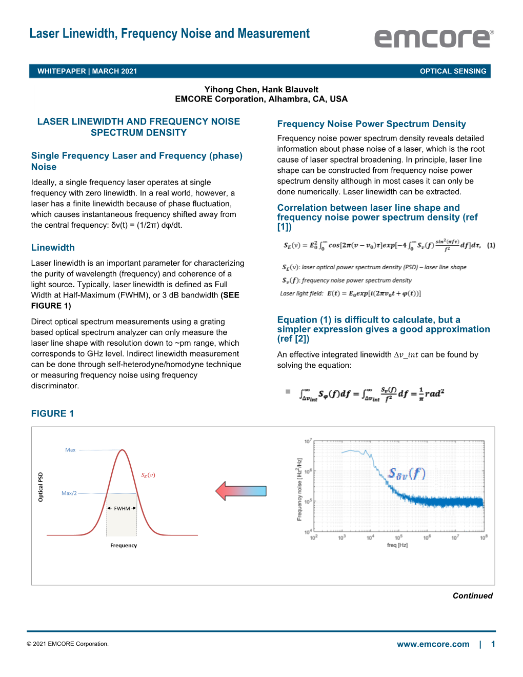 Laser Linewidth, Frequency Noise and Measurement