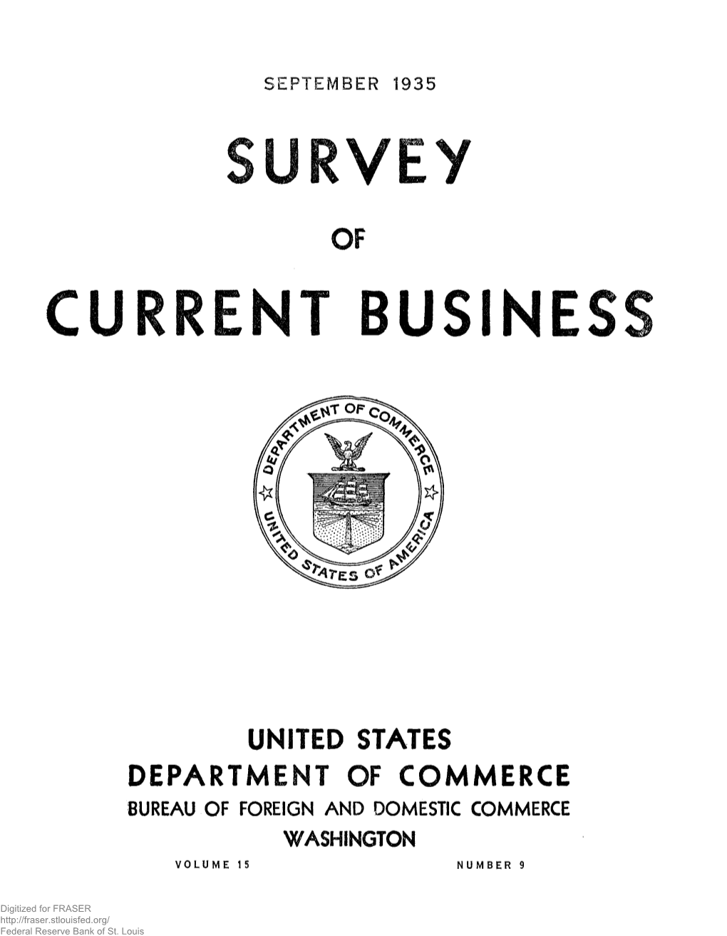 SURVEY of CURRENT BUSINESS September 1935