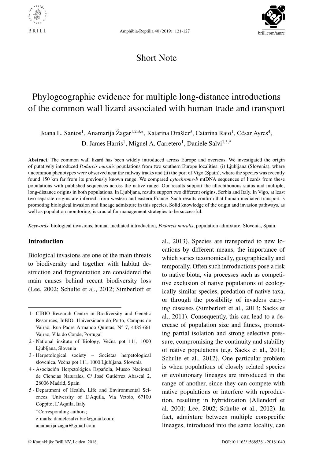 Short Note Phylogeographic Evidence for Multiple Long-Distance