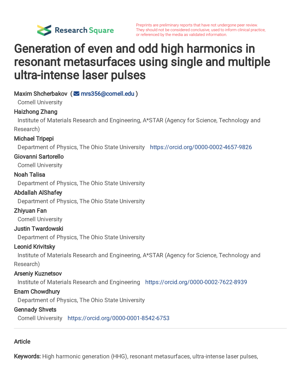 Generation of Even and Odd High Harmonics in Resonant Metasurfaces Using Single and Multiple Ultra-Intense Laser Pulses