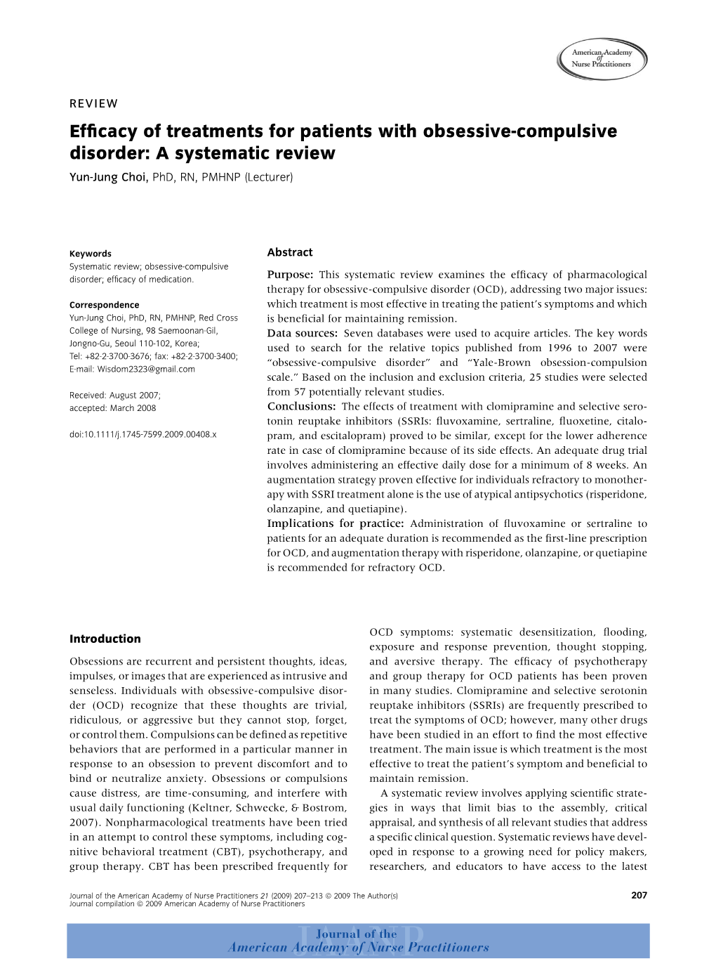 Efficacy of Treatments for Patients with Obsessive-Compulsive Disorder: a Systematic Review