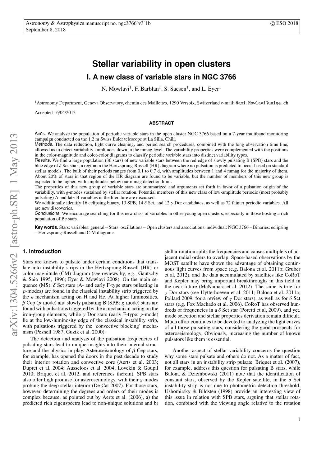 Stellar Variability in Open Clusters. I. a New Class of Variable Stars in NGC