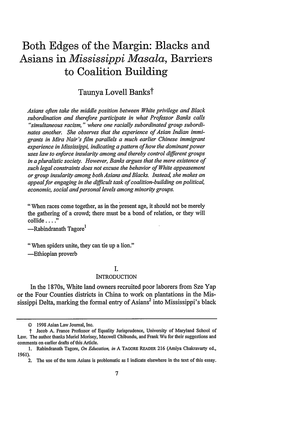 Blacks and Asians in Mississippi Masala, Barriers to Coalition Building