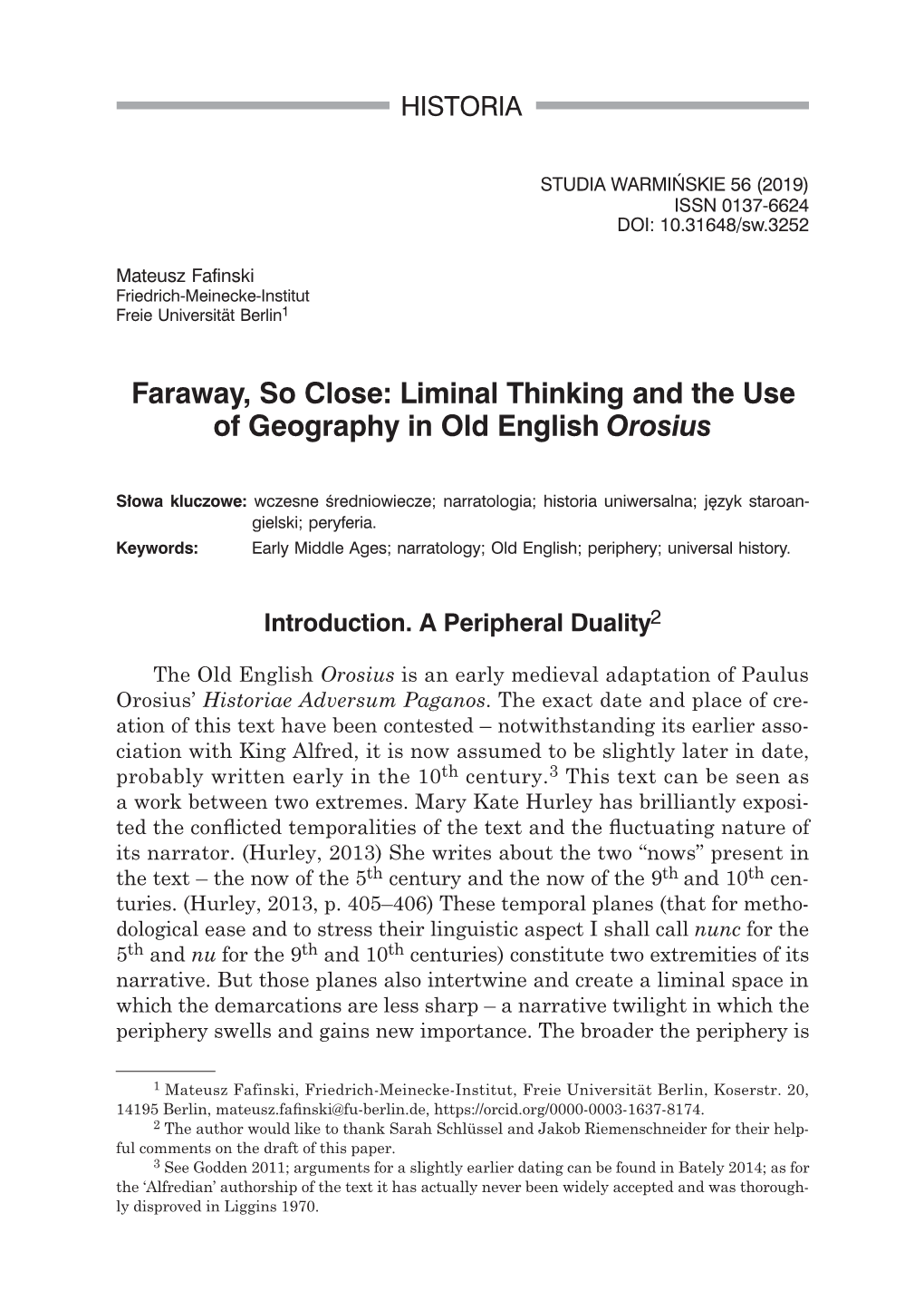 Liminal Thinking and the Use of Geography in Old English Orosius