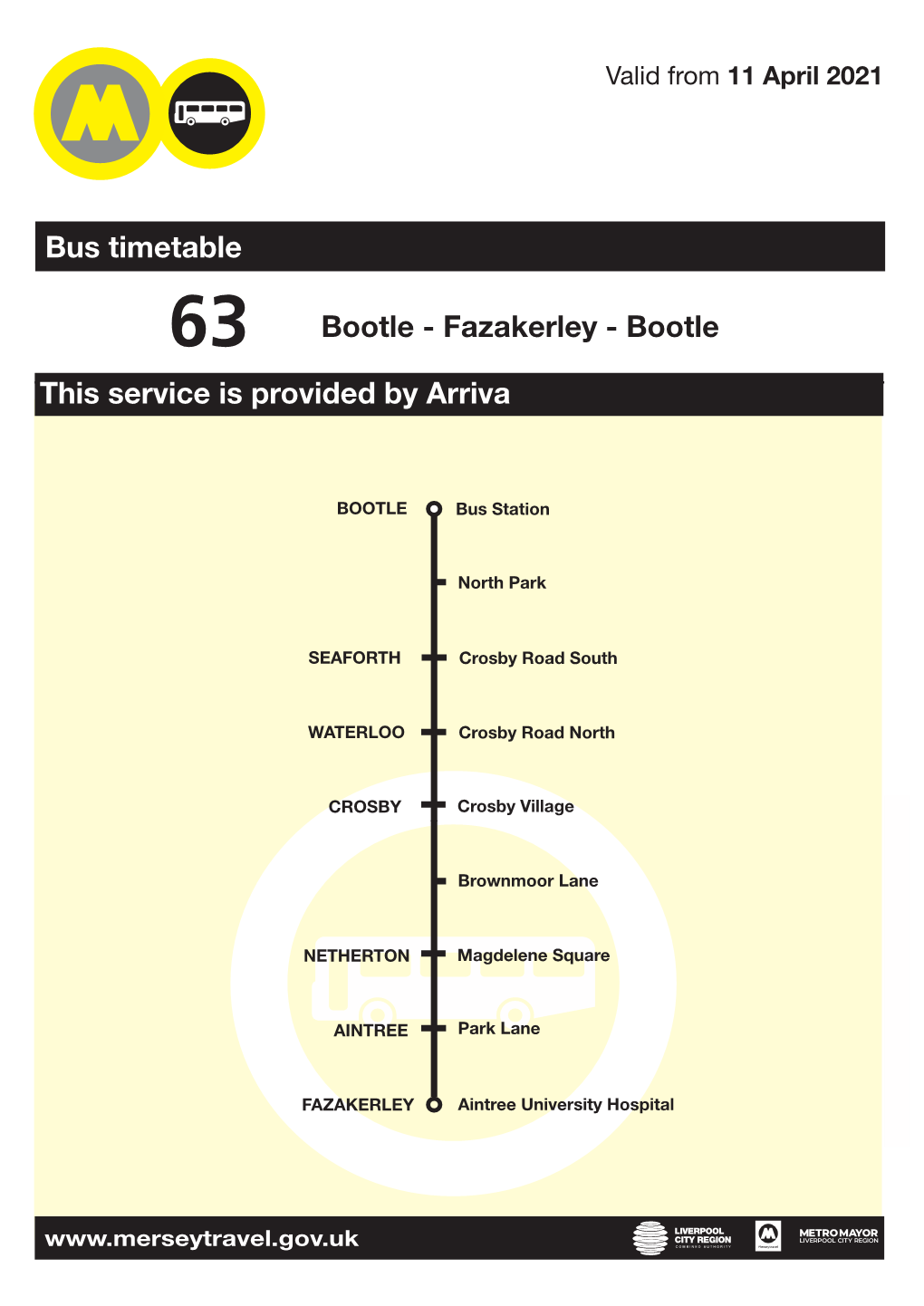 Bus Timetable This Service Is Provided by Arriva