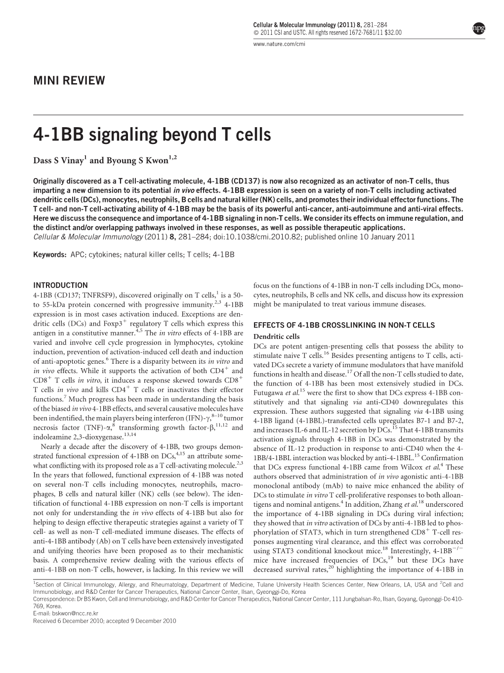4-1BB Signaling Beyond T Cells